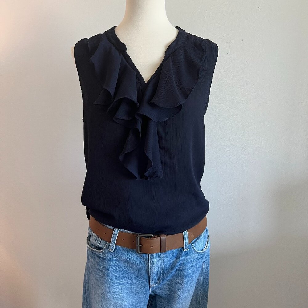 Tommy Hilfiger Navy Blue Ruffle Sleeveless top Size Meduim